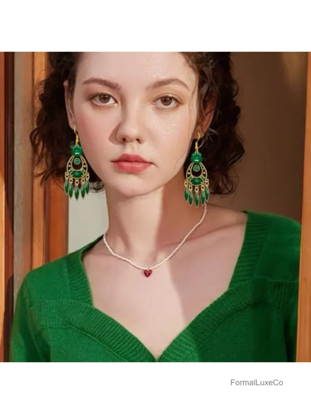 Handmade Bohemian Acrylic Crystal Chandelier Drop Earrings Alloy Hook Floral